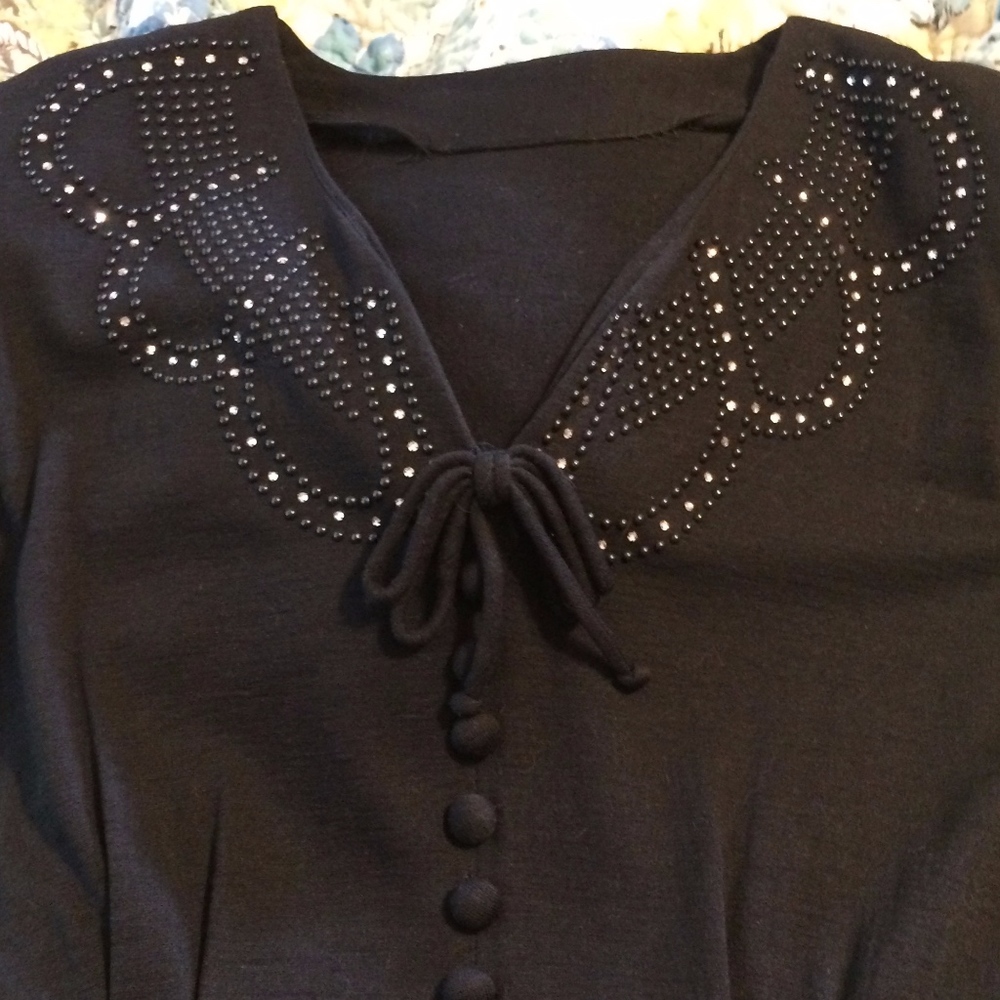 Vintage Wool Jersey Dress wt Rockabilly Feel